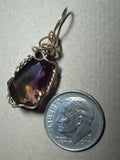Faceted Ametrine Pendant Wire Wrapped Solid 14K Yellow Gold