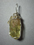 Golden Green Apatite Crystal Pendant Wire Wrapped .925 Sterling Silver