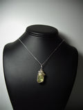 Golden Green Apatite Crystal Pendant Wire Wrapped .925 Sterling Silver display - Jemel
