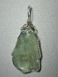 Green Aquamarine Beryl Pendant Wire Wrapped .925 Sterling Silver