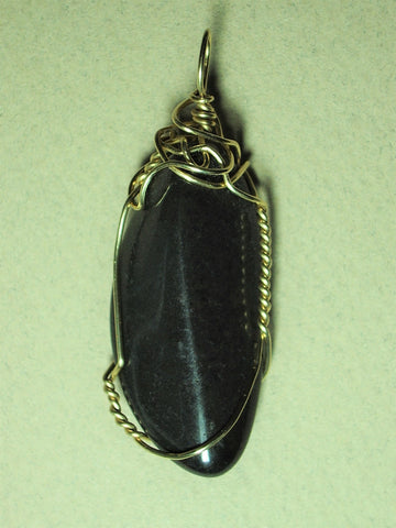 Black Onyx Pendant Wire Wrapped 14/20 Gold Filled - Jemel