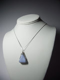 Blue Lace Agate Pendant Wire Wrapped .925 Sterling Silver - Jemel