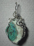 Chrysocolla Cabochon Pendant Wire Wrapped .925 Sterling Silver - Jemel