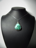 Chrysocolla Cuprite Cabochon Pendant Wire Wrapped .925 Sterling Silver display - Jemel