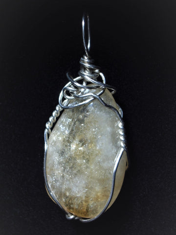 Citrine Pendant Wire Wrapped .925 Sterling Silver - Jemel