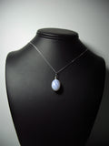 Double Cabochon Pendant Rose Quartz and Blue Lace Agate Wire Wrapped .925 Sterling Silver display 2- Jemel