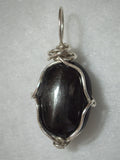 Black Star Diopside Bead Pendant Wire Wrapped .925 Sterling Silver - Jemel