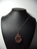 Essential Oil Diffuser Red Scoria Stone Pendant Wire Wrapped Bronze display - Jemel