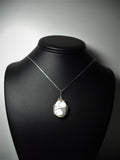 Howlite Cabochon Pendant Wire Wrapped .925 Sterling Silver display - Jemel