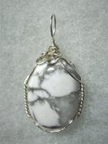 Howlite Cabochon Pendant Wire Wrapped .925 Sterling Silver - Jemel