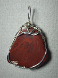Red Patterned Jasper Pendant Wire Wrapped .925 Sterling Silver
