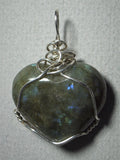 Labradorite Heart Pendant Wire Wrapped .925 Sterling Silver