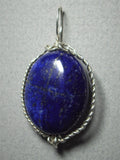 Lapis Lazuli Bead Pendant Wire Wrapped .925 Sterling Silver - Jemel