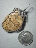 Leopardskin Jasper Stone Pendant Wire Wrapped .925 Sterling Silver - Jemel