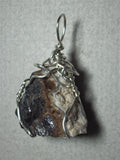 Raw Magnetite Stone Pendant Wire Wrapped .925 Sterling Silver