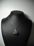 Raw Magnetite with Mica Pendant Wire Wrapped .925 Sterling Silver display - Jemel