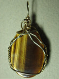 Monogram Letter Wire Wrapped Golden Tiger's Eye Cabochon Pendant