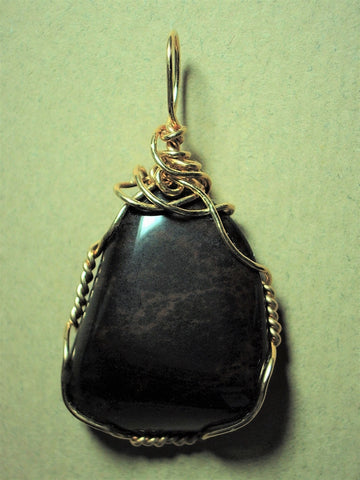 Mahogany Obsidian Pendant Wire Wrapped 14K Gold Filled - Jemel