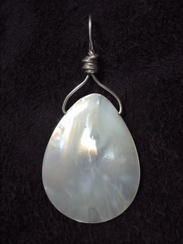 Mother of Pearl Pendant Wire Wtrapped .925 Sterling Silver - Jemel