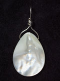 Mother of Pearl Bead Pendant Wire Wrapped .925 Sterling Silver
