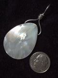 Mother of Pearl Bead Pendant Wire Wrapped .925 Sterling Silver