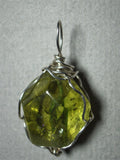 Peridot Bead Pendant Wire Wrapped .925 Sterling Silver