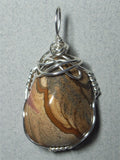 Picture Jasper Stone Pendant Wire Wrapped .925 Sterling Silver - Jemel