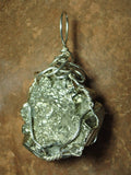 Pyrite Crystal Cluster Pendant Wire Wrapped .925 Sterling Silver