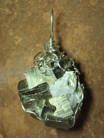 Pyrite Crystal Cluster Pendant Wire Wrapped .925 Sterling Silver - Jemel