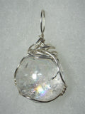 Quartz Crystal Ball Sphere Marble Pendant Wire Wrapped .925 Sterling Silver