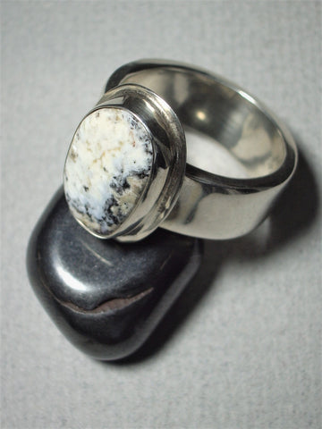 Fine Silver with Quartz Feldspar Stone in Bezel Setting - Jemel