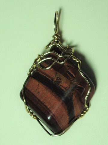 Red Tiger's-Eye Pendant Wire Wrapped 14/20 Gold Filled - Jemel
