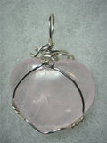 Rose Quartz Heart Pendant Wire Wrapped .925 Sterling Silver - Jemel