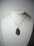 Ruby Crystal Pendant Wire Wrapped .925 Sterling Silver display - Jemel