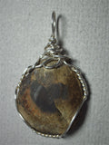 Moroccan Septarian Nodule Pendant Wire Wrapped .925 Sterling Silver