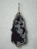 Snowflake Obsidian Stone Bead Pendant Wire Wrapped .925 Sterling Silver