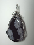 Snowflake Obsidian Stone Pendant Wire Wrapped .925 Sterling Silver - Jemel