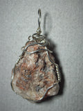 Raw Stilbite Crystal Pendant Wire Wrapped .925 Sterling Silver