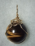 Golden Tiger's-Eye Ball or Sphere Pendant Wire Wrapped 14k/20 Gold Filled