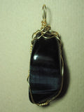 Blue Tiger's-Eye Stone Pendant Wire Wrapped 14/20 Gold Filled - Jemel