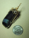 Blue Tiger's-Eye Stone Pendant Wire Wrapped 14/20 Gold Filled - Jemel