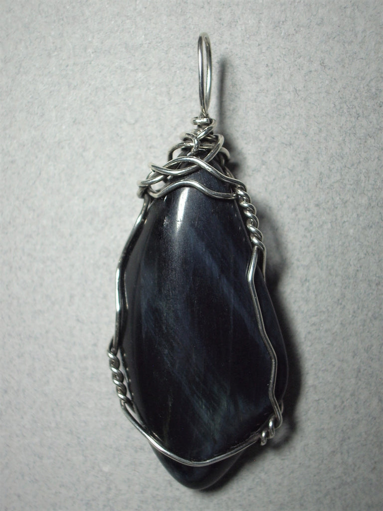 Blue Tiger’sEye Pendant Wire Wrapped .925 Sterling Silver Jemel
