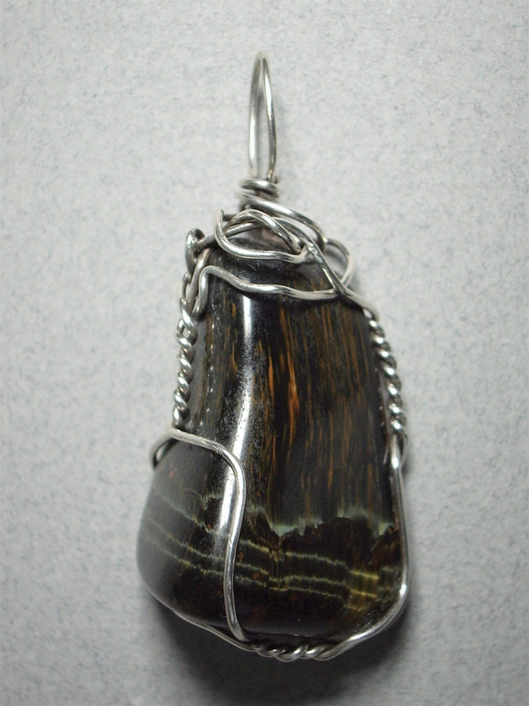 Blue Tiger’sEye Pendant Wire Wrapped .925 Sterling Silver Jemel