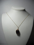 Black Tourmaline Crystal Pendant Wire Wrapped 14/20 Gold Filled display - Jemel