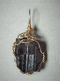 Black Tourmaline Crystal Pendant Wire Wrapped 14/20 Gold Filled - Jemel