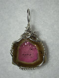 Watermelon Tourmaline Pendant Wire Wrapped .925 Sterling Silver