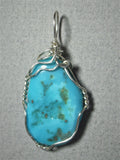 Sleeping Beauty Turquoise Pendant Wire Wrapped .925 Sterling Silver