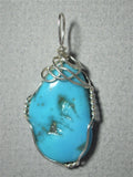 Sleeping Beauty Turquoise Pendant Wire Wrapped .925 Sterling Silver - Jemel