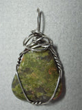 Unakite Stone Pendant Wire Wrapped .925 Sterling Silver - Jemel