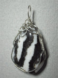 Zebra Marble Pendant Wire Wrapped .925 Sterling Silver - Jemel